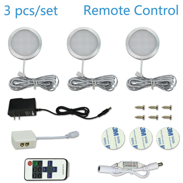 AC110-240V 2.5W LED Under Cabinet Lights Suit With Remote Control Round Bookshelf Surface Mounted Study Wine Cabinet Lamps