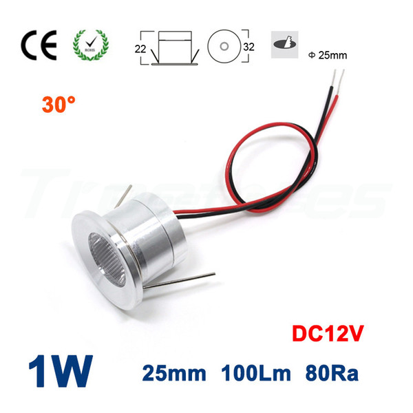 15PCS 1W 100Lm DC12V 80Ra 25mm 30 Degree Waterproof 1Watt Interior Bulb Downlight Mini Led Spot Light Outdoor Deck Lamp