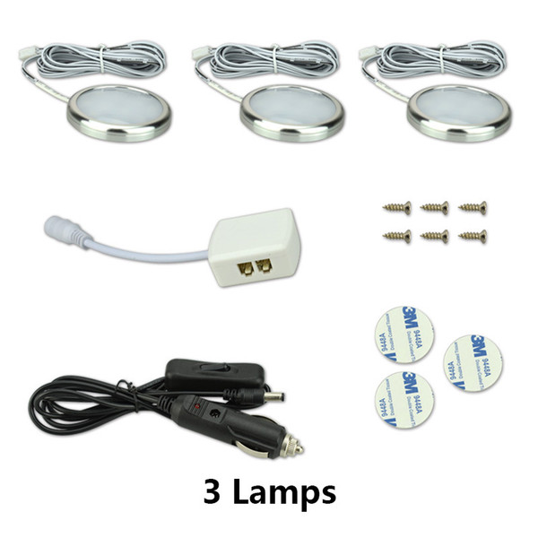 DC12V 2.5W LED Motor Homes Light Suit Round Aluminum Under Cabinet Lights With Switch for Kitchen Showcase & Cars