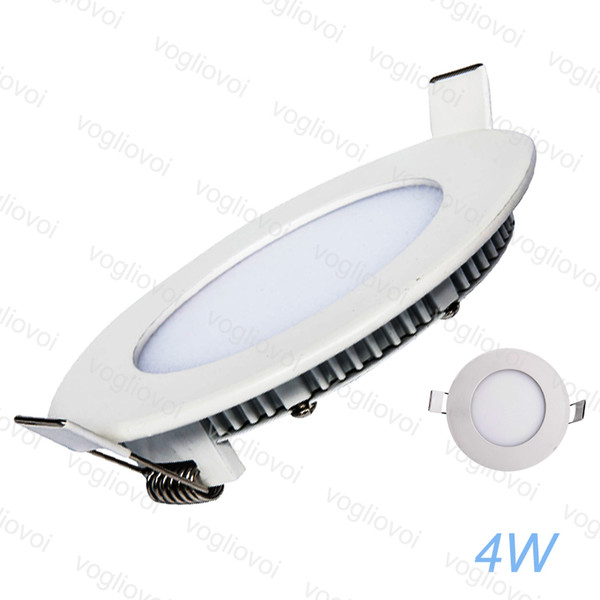 LED Lights Slim panel 4W AC110 AC220 AC240V Aluminum Acrylic Side Emitting White Warn White Round Led Recessed Lamps 95mm Cut Epacket