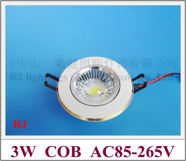 COB LED recessed ceiling light 3W LED downlight AC85-265V 3W with lens classical style