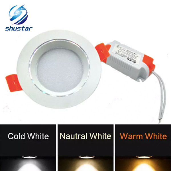 Led Downlight 3W 5W AC85-265V Led light 3 color in 1 warm white/natural white/cold white 3000-6500K led bulbs