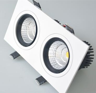 Double Head 10W*2 Dimmable COB LED downlight ceiling recessed down light AC85-265v White + Black indoor lamp