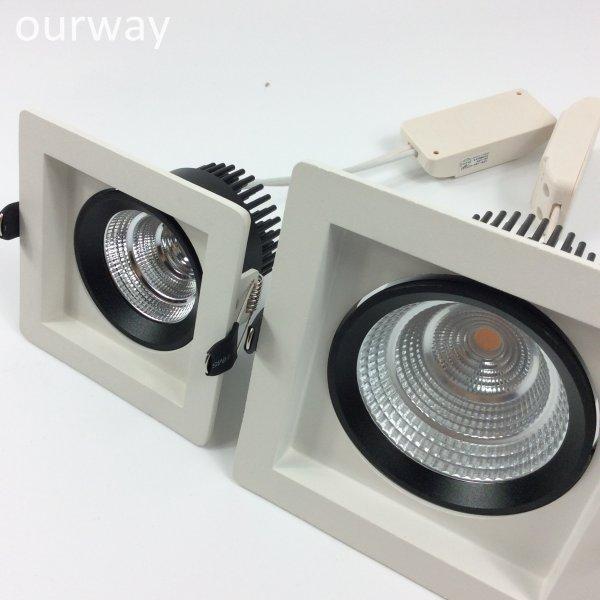 Ourway No Glare Dimmable 9W 15W 25W 40W Adjustable LED Downlight High Ceiling Recessed Square Light 110x110mm 140x140mm 160x160mm 180x180mm