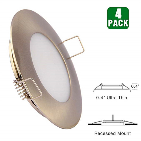 Topoch Mini Downlight LED Dimmable 4-Pack Low Profile Spring Clips Mount Full Aluminium Puck Light DC12V 3W 240LM for Trailer Marine House