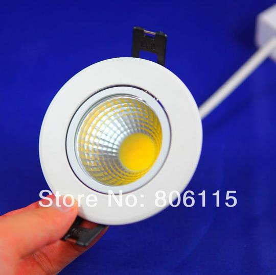 Retail NEW Arrival High power Recessed Dimmable LED Downlight COB bulb light 10W/12W White Shell+powersupply FREE SHIPPING