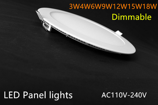 10pcs/lot,Dimmable Led Panel Light,12W Round,With Drive power AC110v-240V,led down light CE ROHS, Indoor lighting