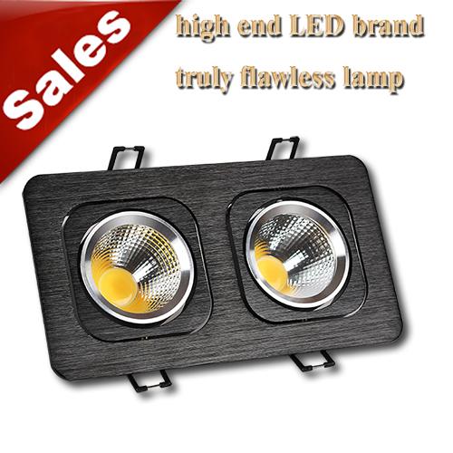 Double tube lights COB LED recessed downlights 6W 10W 14W 20W adjustable angle Square ceiling lights white/black grille lamp CREE chip