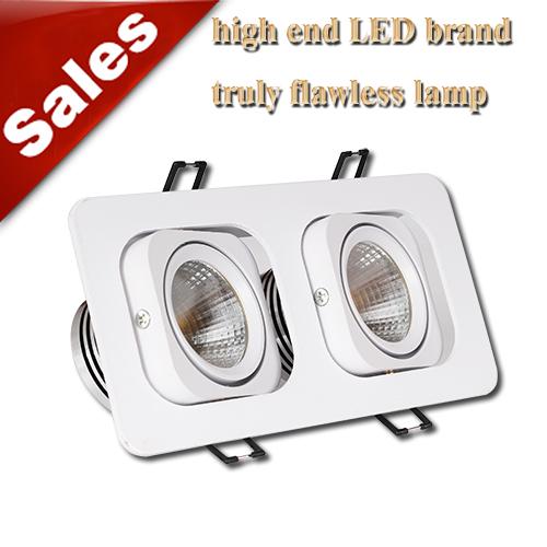 Double tube lights COB LED recessed downlights24W 30W40W adjustable angle Square ceiling lights white/black grille lamp CREE chip