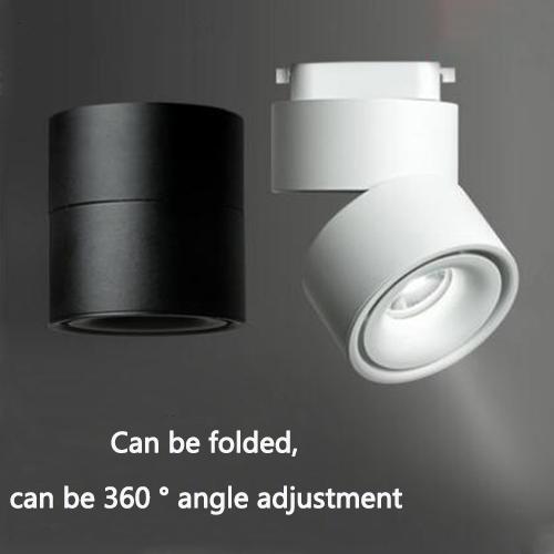 Exposed downlights folding spotlights 360° adjust anti glare COB LED CREE chip ceiligh/track spotlight white/black downlight AC85-265V