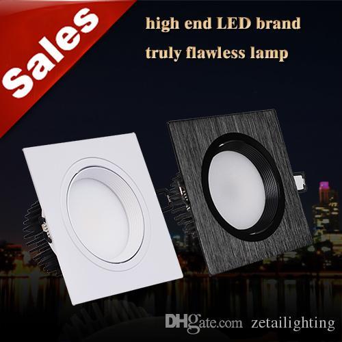 Anti glare 3W 5W 7W 10W 12W COB LED recessed downlights adjustable angle Square ceiling lights white/black CREE LED down lights AC85-265V