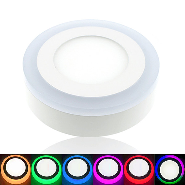 5pcs/lot LED Round Panel light Surface Mounted LED Double colors Ceiling Downlight AC85V-260V LED Driver Included
