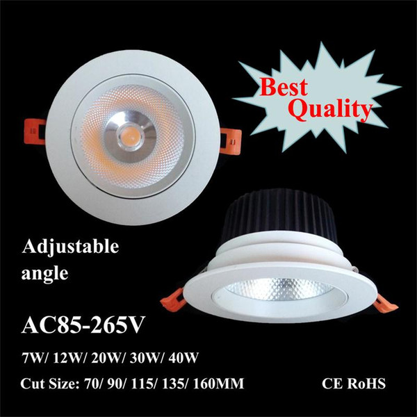 LED Recessed Celing Spotlight Epistar 7W 12W 15W 20W COB Downlight With CE RoHS 4'' 6'' Inch AC85V-265V Energy Saving Lamp Lighting Fixture