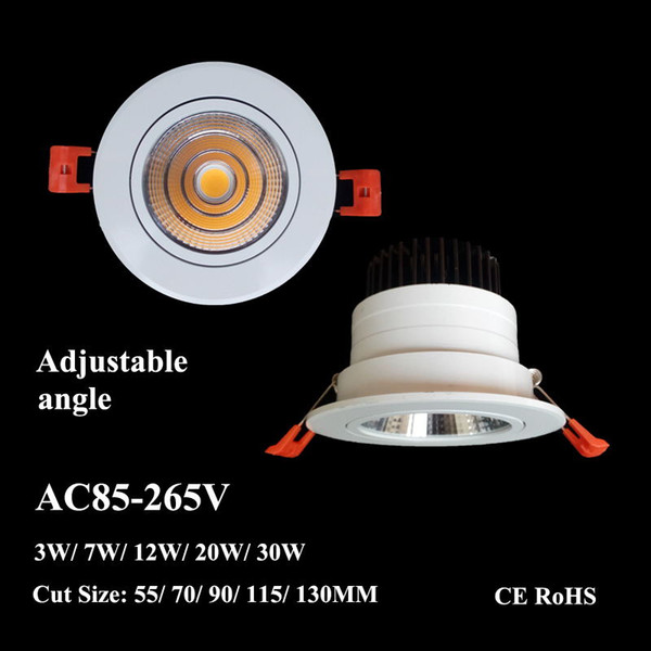 LED COB Downlight 5W/12W/15W/18W Round Recessed Ceiling Lamps AC110-240V 4'' 6'' Inch Spotlight Cut70/80/90mm Energy Saving Lighting Fixture