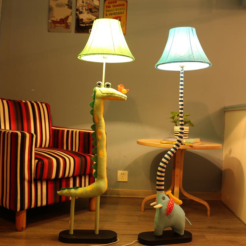 Wholesale-Promotion Fabric Cartoon Floor Lamp Lovely Creative Animal Floor Lamp Bedroom Standing Lamps Cartoon Elephant Floor Lamp