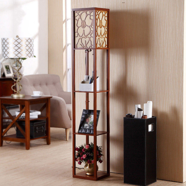 New Chinese Style Floor Lamp E27 9W With Figure Vertical Wooden Floor Light For Living Room Standing Indoor Lighting Fixture