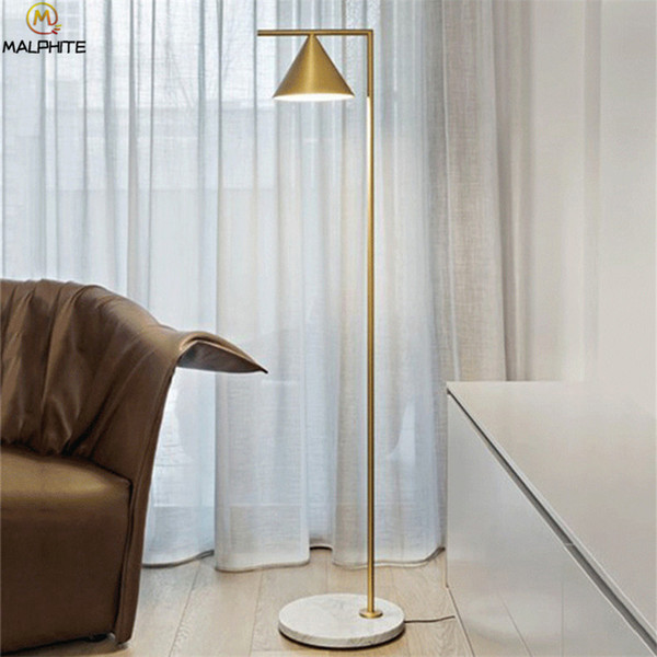 Modern Marble Base Floor Light Simple led Living room standing lamp gold black body Rotating iron lampshade lampadaire fixture