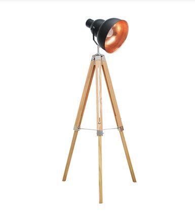 Promotion Europe Retro Adjustable Wooden Tripod/Triangle Base Metal Gourd Lamp Head Floor Lamps Floor Lights Floor Lighting Wholesale