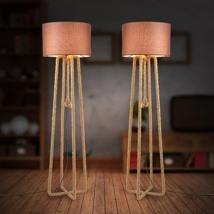 New design LED floor lights creative hemp rope floor lamps European American style industrial retro floor lamps living study room cafe club