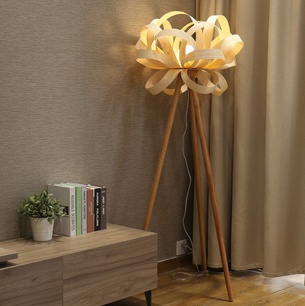 Style Solid Wood E27 LED Floor Lamps Bedroom Living Room Study Deco Lamp Floor Lights Home Lighting Fixtures Lampadaire LLFA