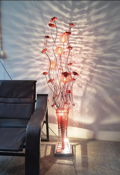 Beautiful Vase floor lamp Brief fashion house lighting handmade aluminum wire floor light Red,gold,purple,silver,black led Lamp LLFA