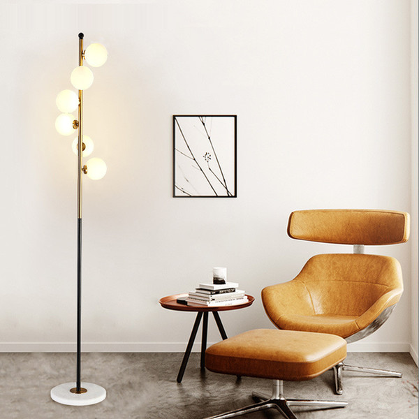 Nicely Nordic Fashion creative floor lamp white glass ball model room living room bedroom Villa designer Iron decorative floor lamp