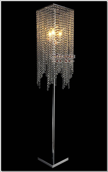 Free Shipping Modern Popular Crystal Floor Lamp, Chrome Floor Stand lighting Meerosee stand lighting FL10008