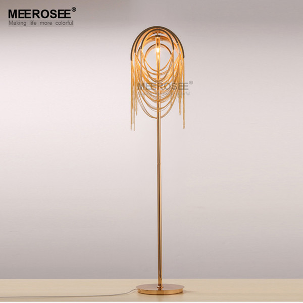 American Style Aluminum Chain Floor Light Fixture Gold Color Standing Lamp Lustre for Reading Room Bedroom Hotel Cafe