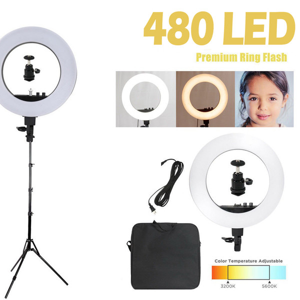 18inch 36W 5000K Camera Ring Light and Light Stand Lighting Kit Dimmable Light Stand with Ball Head Hotshoe Adapter for Camera Photo Studio