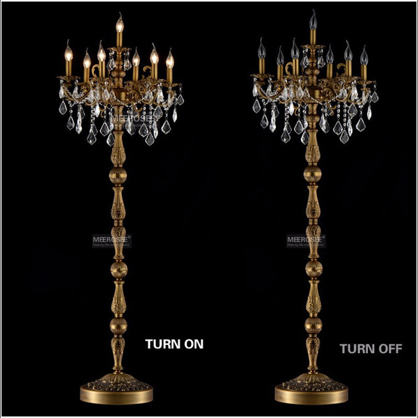 Classic 7 Lights Crystal Floor Lamp, Floor Stand Light Fixture Cristal Lustre Candelabra Standing Lamp Centerpiece