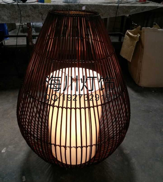 Wholesale Chinese Birdcage Bamboo and Rattan imitation sheepskin floor lamp living room at home restaurant hotel balcony floor l