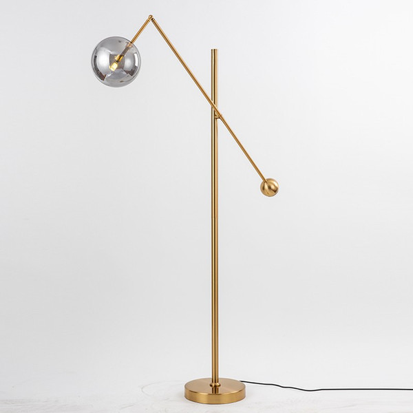 Glass lampshade electroplated gold lamp body LED floor lamp for bedroom bedside living room decorative floor lamp free shipping