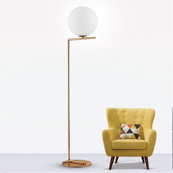 Creative simple floor lamps glass ball standing lamp chrome gold for living room bedroom new design art home decoration lighting