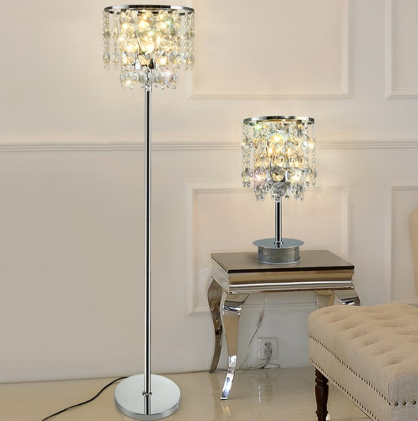 Modern Luxury Crystal Floor Lamp Smoky Gray / Transparent Table Lamp Simple Modern study led floor Light for Bedroom Livingroom LLFA