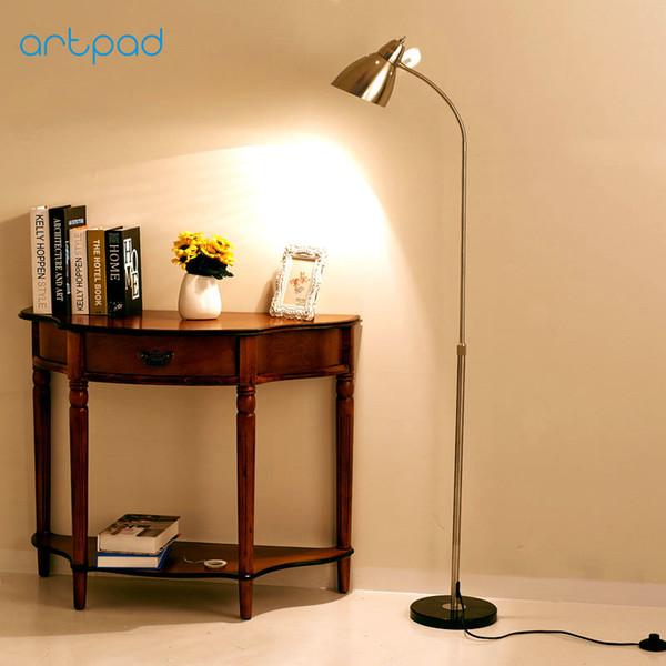 Artpad Modern 360 Degree Rotatable Gooseneck AC110-220V Eye Care Stainless LED Floor Lamps for Living Room Bedroom Study E27