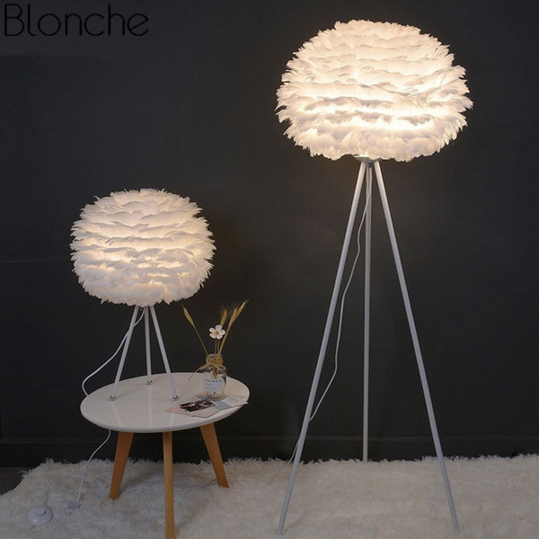 Modern Feather Floor Lamps for Living Room Tripod Led Standing Lamp Bedroom Home Loft Decor Nordic E27 Light Fixtures Luminaire