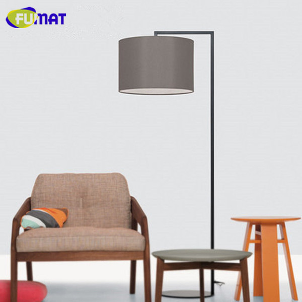 FUMAT Fabric Shade Floor Lamp Modern Living Room Floor Lamp Study Bedroom Bedside Light White Black Grey Fishing Standing Lamp