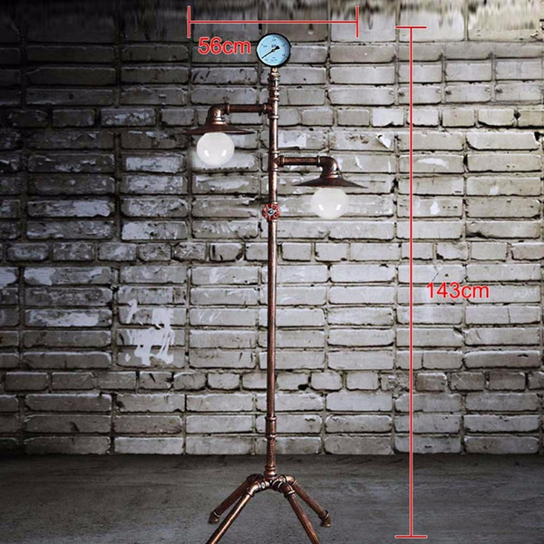 2017 2 Heads Nordic Industrial Vintage Creative Floor Lamp Bedroom Restaurant Bar Decoration Water Pipe Light Use E26/E27