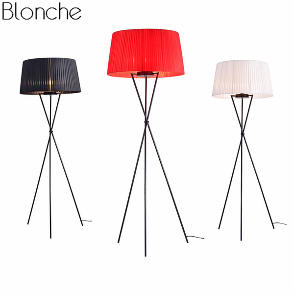 Modern Led Floor Lamps Fabric Lampshade Nordic Standing Tripod Floor Light for Living Room Bedroom Bedside Lamp Home Art Decor