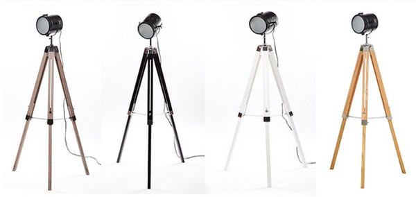 America Countryside Wooden Tripod/Triangle Lifting Adjustable Base Metal Lamp Head SearchLights Floor Lights Floor Lamp Floor Lighting