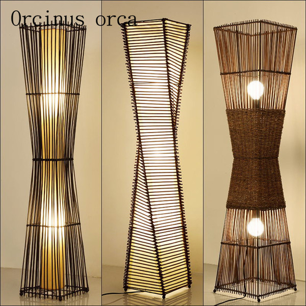 Southeast simple Chinese floor lamp hotel room modern bedroom lamp creative bamboo floor free shipping