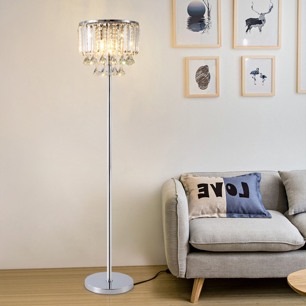 Luxury modern royal Floor Lamp Simple Modern crystals study led floor Light for Bedroom Livingroom study room