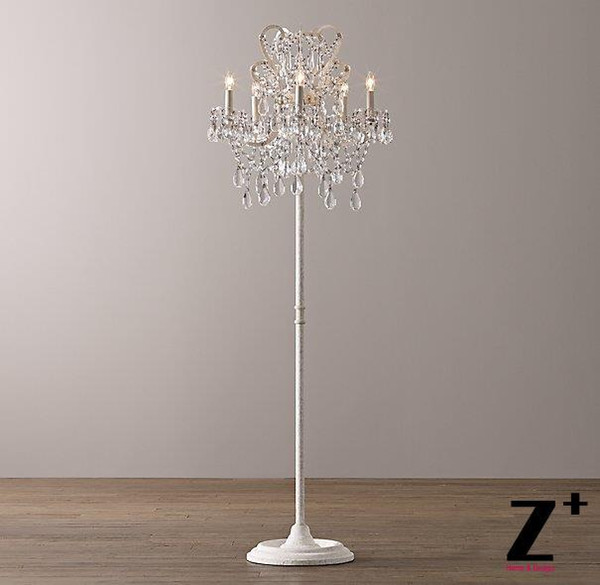 Replica item Manor court lustre crystal 5-arm floor lamp vintage white aged pewter aged gold free shipping