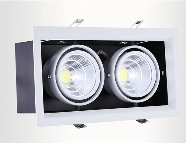 4Pcs/lot double led grille light 2*15w led ceiling down light Warm/Pure/Cold White 30W AR80 COB light two years warranty AC85-265V