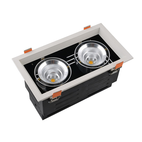 Rectangle Adjustable Light Head Double Lamp No Glare 9Wx2 15Wx2 25Wx2 40Wx2 Grille Recessed Downlight Iron Frame Aluminum Core