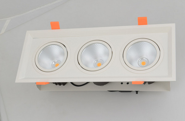 3 light-emitting types 3 light heads 3x8W 3X12W led grille lamp recessed rectangle downlight adjustable