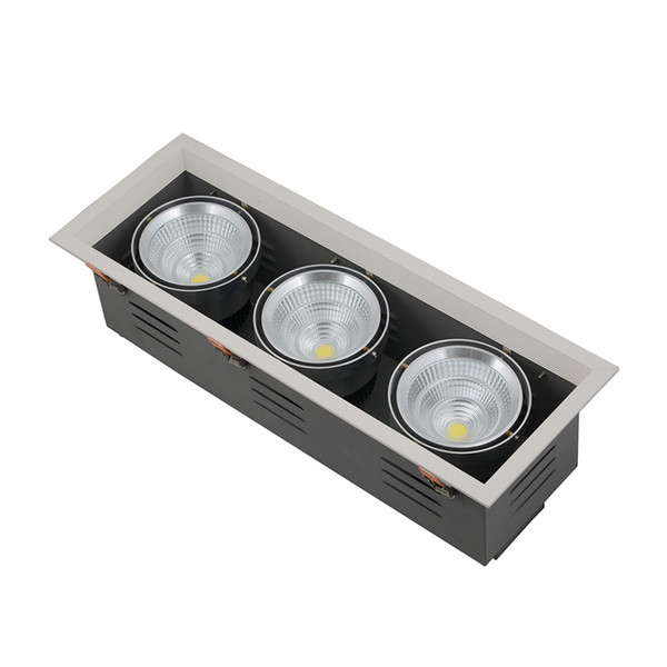 High Power AL reflector 3 Light Heads 3x9w 3x15w 3x25w COB Adjustable Grille Lamp Driver Hided in BOX