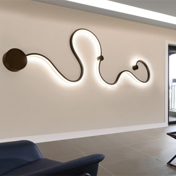 Creative Curve Light Snake LED Lamp Nordic Led Belt Wall Sconce Surface Mounted Modern Led Ceiling Lights For Living Room Fixture Home Decor
