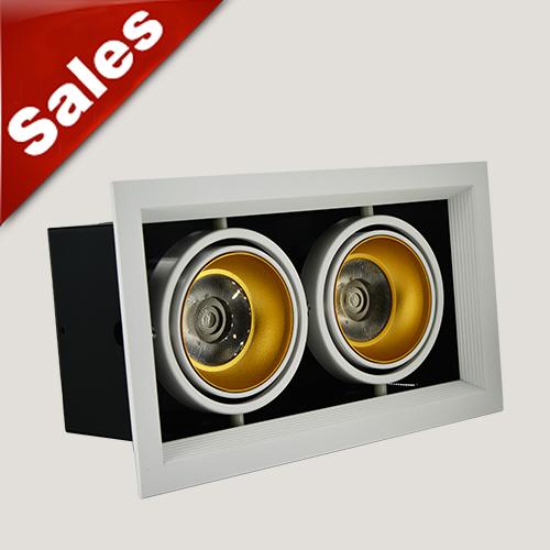 Double-headed LED Bean gallblader Square grille lamp recessed spotlights CREE COB chip AC85-265V 30W 40W white/black ceilinglights