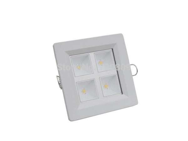 50pcs/lot Free Shipping 4W LED Grille Lamp White Square Kitchen Ceiling Panel Light Pure/Warm White New